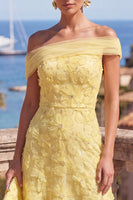 Load image into Gallery viewer, Sage Green Floral A Line Beaded Off the Shoulder Maxi Wedding Guest Dress