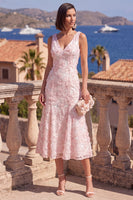 Load image into Gallery viewer, Sage Green Floral Mermaid Beaded V-Neck Maxi Wedding Guest Dress