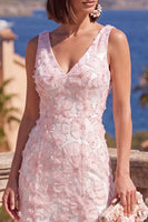 Load image into Gallery viewer, Sage Green Floral Mermaid Beaded V-Neck Maxi Wedding Guest Dress