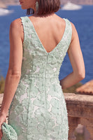 Load image into Gallery viewer, Sage Green Floral Mermaid Beaded V-Neck Maxi Wedding Guest Dress