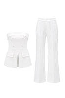 Load image into Gallery viewer, White 2 Piece Strapless Double Breasted Business Suits with Pockets