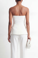 Load image into Gallery viewer, White 2 Piece Strapless Double Breasted Business Suits with Pockets