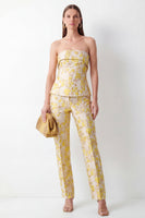 Load image into Gallery viewer, 2 Piece Floral Strapless Yellow Slim Fit Business Suits