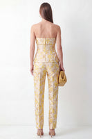 Load image into Gallery viewer, 2 Piece Floral Strapless Yellow Slim Fit Business Suits