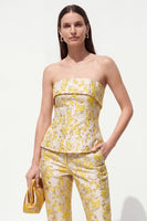Load image into Gallery viewer, 2 Piece Floral Strapless Yellow Slim Fit Business Suits