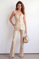Load image into Gallery viewer, 2 Piece Golden Sweetheart Floral Single Breasted Business Suits with Pockets