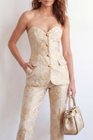 Load image into Gallery viewer, 2 Piece Golden Sweetheart Floral Single Breasted Business Suits with Pockets