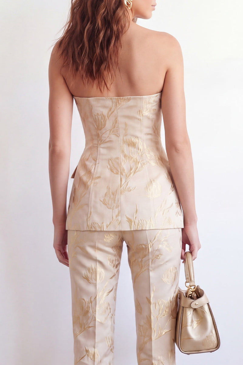 Load image into Gallery viewer, 2 Piece Golden Sweetheart Floral Single Breasted Business Suits with Pockets