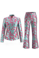 Load image into Gallery viewer, 2 Piece Floral Dusty Green Slim Fit Prom Suits