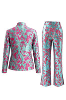 Load image into Gallery viewer, 2 Piece Floral Dusty Green Slim Fit Prom Suits