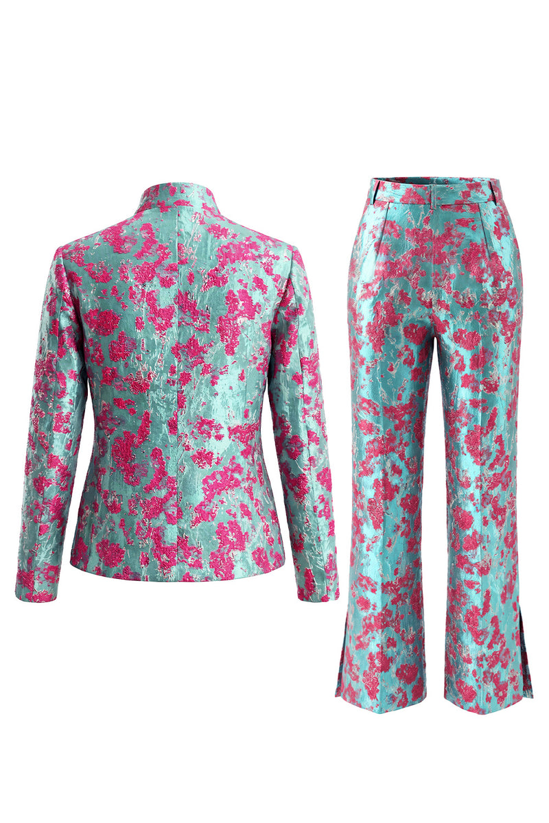 Load image into Gallery viewer, 2 Piece Floral Dusty Green Slim Fit Prom Suits