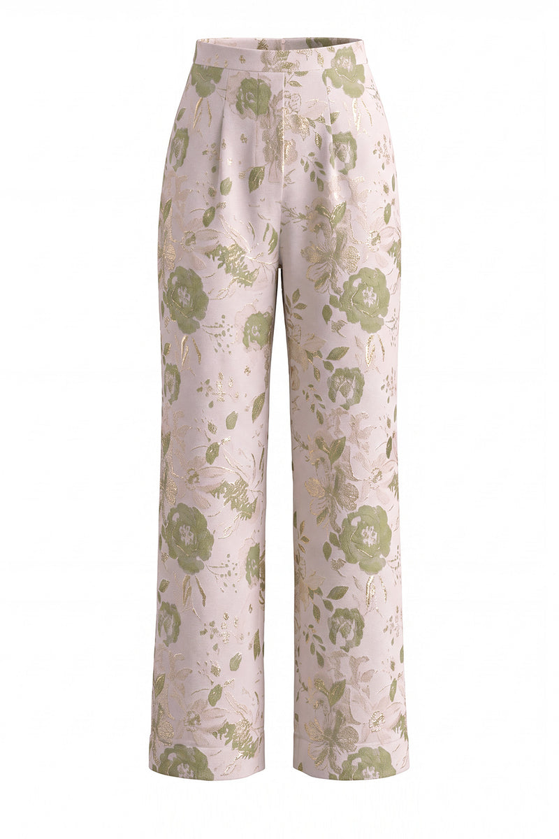 Load image into Gallery viewer, Halter 2 Piece Green Flower Single Breasted Business Suits with Pockets