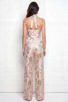 Load image into Gallery viewer, Halter 2 Piece Green Flower Single Breasted Business Suits with Pockets
