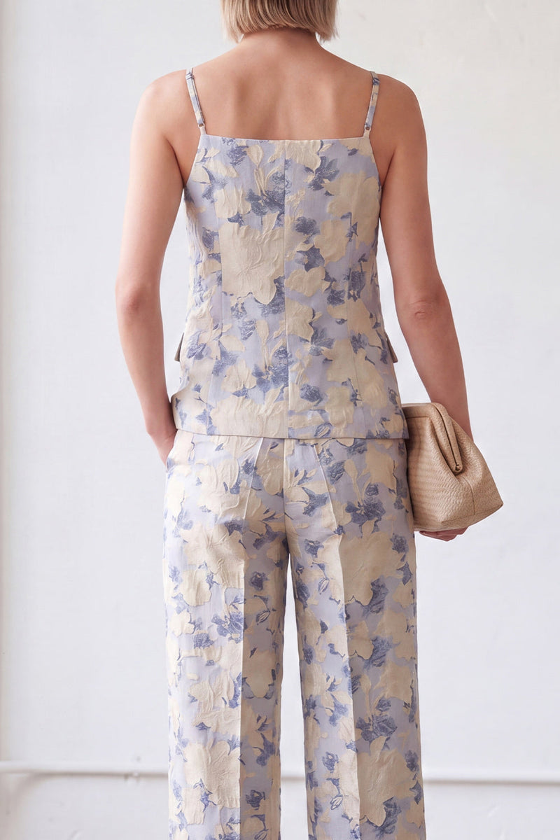 Load image into Gallery viewer, Blue Flower Spaghetti Straps 2 Piece Single Breasted Business Suits with Pockets