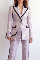 Load image into Gallery viewer, 2 Piece Purple Flower Single Breasted Peak Lapel Business Suits