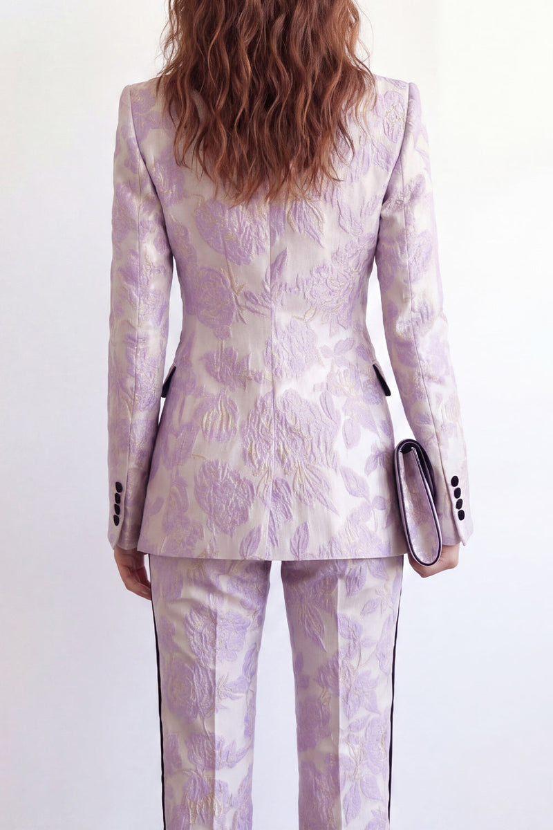 Load image into Gallery viewer, 2 Piece Purple Flower Single Breasted Peak Lapel Business Suits