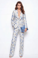 Load image into Gallery viewer, Single Breasted 2 Piece Blue Flower Peak Lapel Business Suits with Pockets