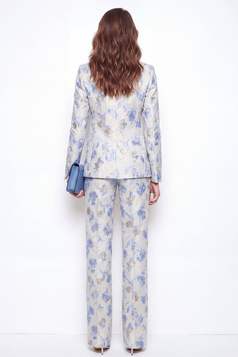 Load image into Gallery viewer, Single Breasted 2 Piece Blue Flower Peak Lapel Business Suits with Pockets