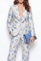 Load image into Gallery viewer, Single Breasted 2 Piece Blue Flower Peak Lapel Business Suits with Pockets