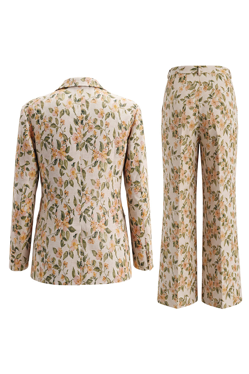 Load image into Gallery viewer, 2 Piece Floral Grey Blue Peak Lapel Single Breasted Business Suits