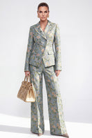 Load image into Gallery viewer, 2 Piece Floral Grey Blue Peak Lapel Single Breasted Business Suits