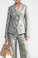 Load image into Gallery viewer, 2 Piece Floral Grey Blue Peak Lapel Single Breasted Business Suits