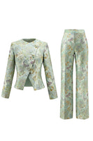 Load image into Gallery viewer, Yellow Flower 2 Piece Round Neck Single Breasted Business Suits with Pockets