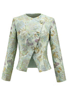 Load image into Gallery viewer, Yellow Flower 2 Piece Round Neck Single Breasted Business Suits with Pockets