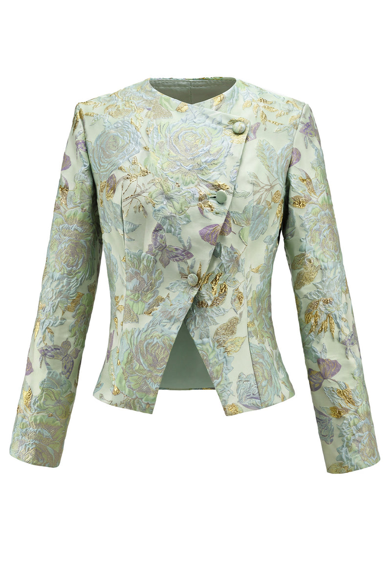 Load image into Gallery viewer, Yellow Flower 2 Piece Round Neck Single Breasted Business Suits with Pockets
