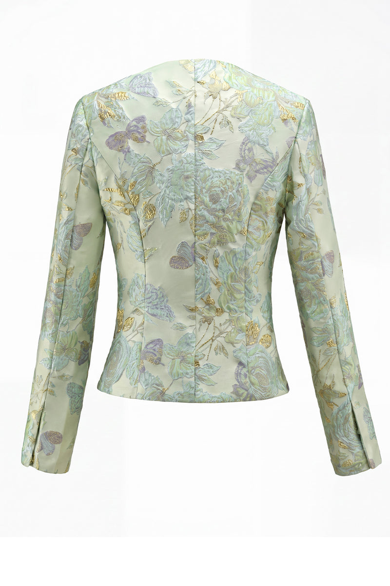 Load image into Gallery viewer, Yellow Flower 2 Piece Round Neck Single Breasted Business Suits with Pockets