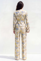 Load image into Gallery viewer, Yellow Flower 2 Piece Round Neck Single Breasted Business Suits with Pockets