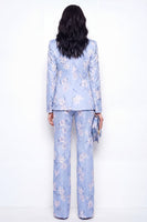 Load image into Gallery viewer, Floral 2 Piece Blue Notched Lapel Single Breasted Business Suits with Pockets
