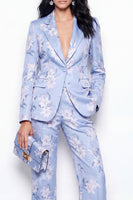 Load image into Gallery viewer, Floral 2 Piece Blue Notched Lapel Single Breasted Business Suits with Pockets