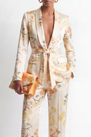 Load image into Gallery viewer, 2 Piece Floral Champagne Shawl Lapel Business Suits with Pockets