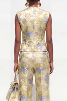 Load image into Gallery viewer, 2 Piece Yellow Flower Single Breasted V-Neck Business Suits with Pockets