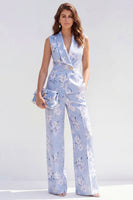 Load image into Gallery viewer, Floral 2 Piece Blue Shawl Lapel Single Breasted Business Suits with Pockets