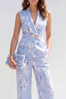 Load image into Gallery viewer, Floral 2 Piece Blue Shawl Lapel Single Breasted Business Suits with Pockets