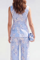 Load image into Gallery viewer, Floral 2 Piece Blue Shawl Lapel Single Breasted Business Suits with Pockets