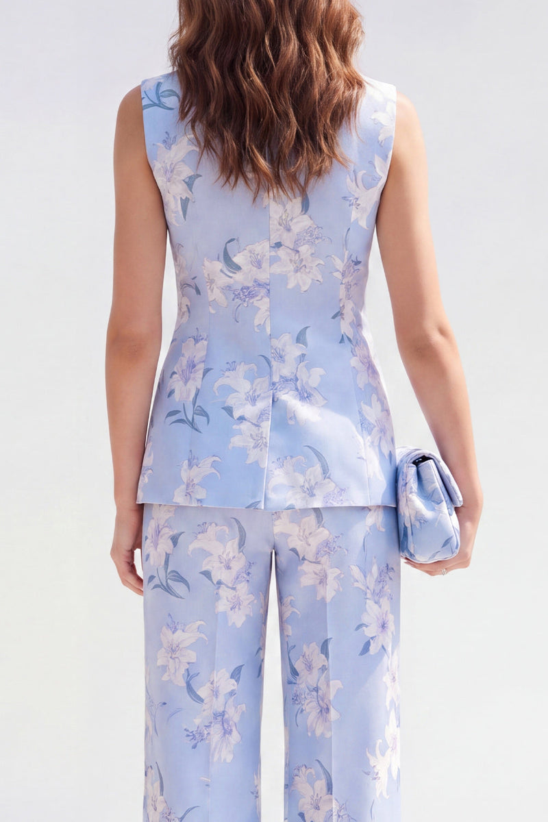 Load image into Gallery viewer, Floral 2 Piece Blue Shawl Lapel Single Breasted Business Suits with Pockets