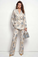 Load image into Gallery viewer, Grey Blue Flower Peak Lapel 2 Piece Business Suits with Pockets