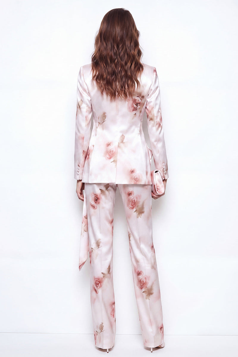 Load image into Gallery viewer, 2 Piece White Red Flower Peak Lapel Business Suits with Ruffles