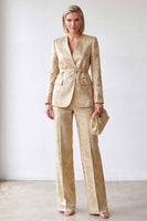 Load image into Gallery viewer, Floral Golden 2 Piece V-Neck Slim Fit Business Suits