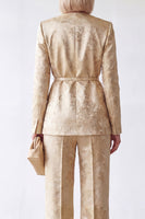 Load image into Gallery viewer, Floral Golden 2 Piece V-Neck Slim Fit Business Suits