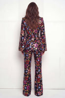 Load image into Gallery viewer, Black 2 Piece Peak Lapel Single Breasted Floral Business Suits with Pockets