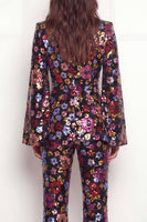 Load image into Gallery viewer, Black 2 Piece Peak Lapel Single Breasted Floral Business Suits with Pockets