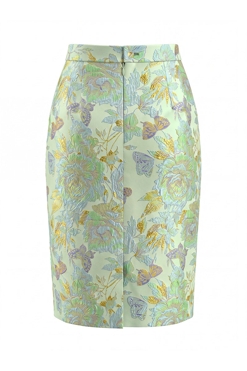 Load image into Gallery viewer, Green Flower 2 Piece Peak Lapel Midi Single Breasted Business Suits