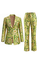 Load image into Gallery viewer, Blue Floral 2 Piece Notched Lapel Single Breasted Business Suits with Pockets
