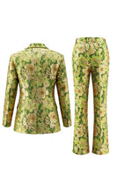 Load image into Gallery viewer, Blue Floral 2 Piece Notched Lapel Single Breasted Business Suits with Pockets