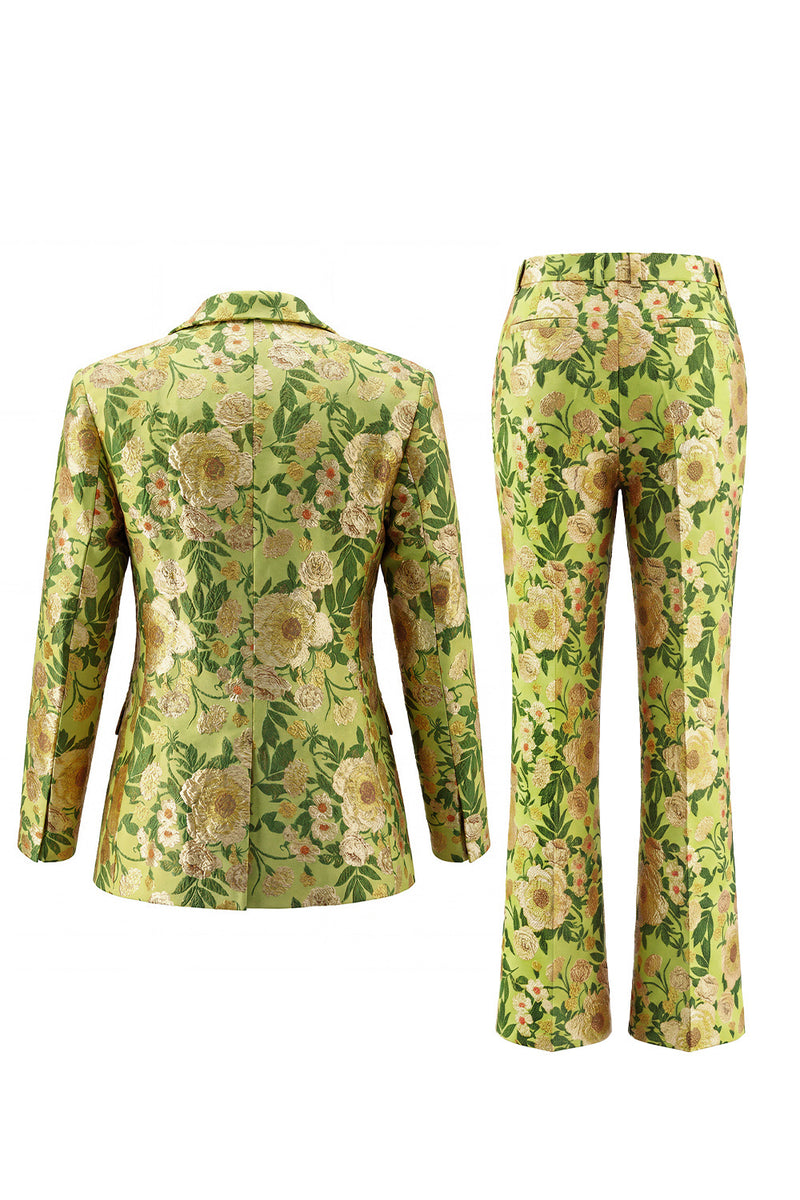 Load image into Gallery viewer, Blue Floral 2 Piece Notched Lapel Single Breasted Business Suits with Pockets