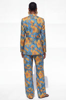 Load image into Gallery viewer, Blue Floral 2 Piece Notched Lapel Single Breasted Business Suits with Pockets